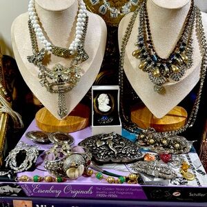 Vintage Antique Sterling Jades Gold